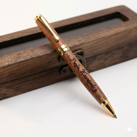 Bolígrafo Premium de Madera con Grabado Laser  | Estuche de Madera