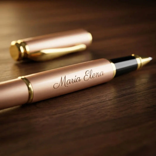 Boligrafo Elegante Rose Gold con Grabado Laser | Estuche de Madera