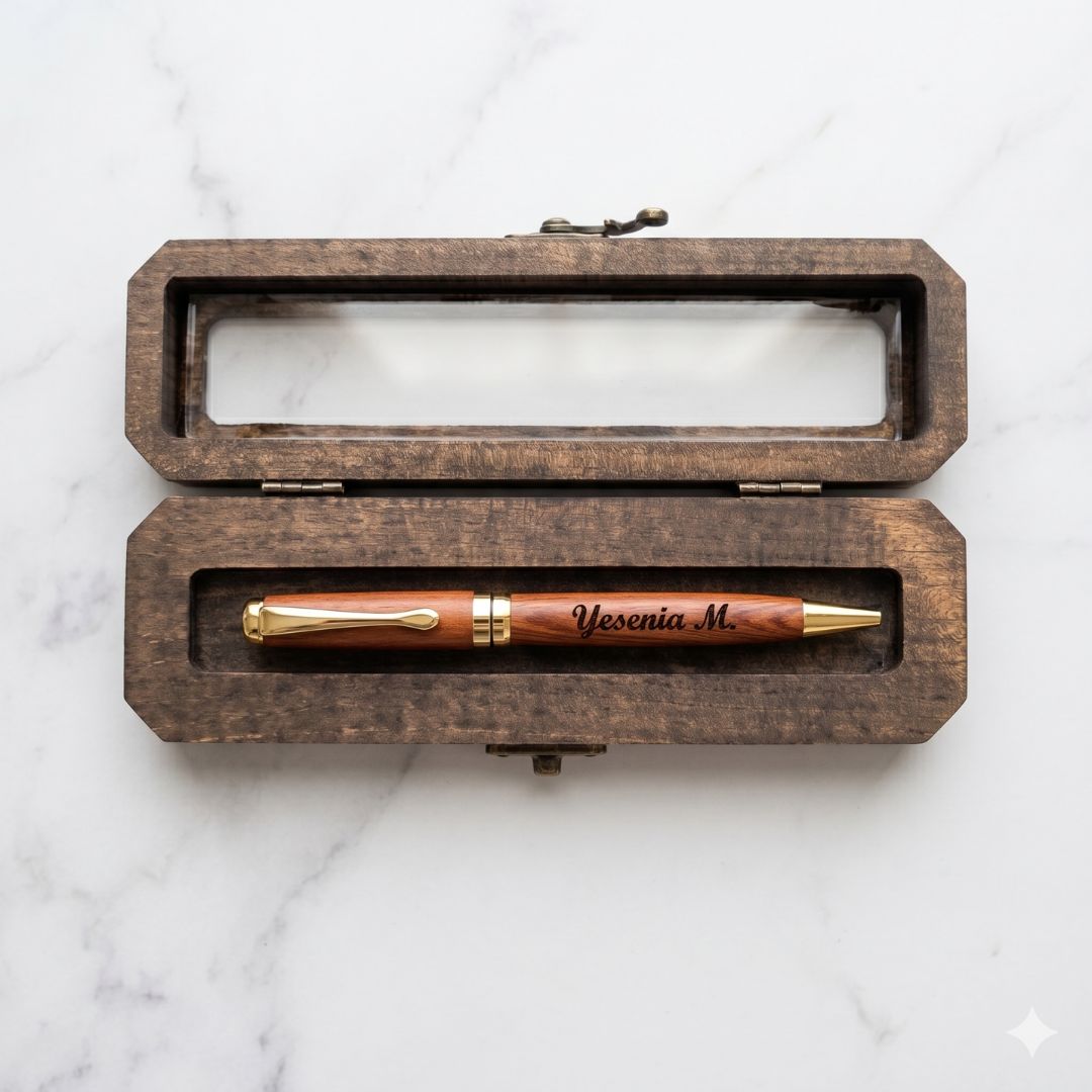 Bolígrafo Premium de Madera con Grabado Laser  | Estuche de Madera