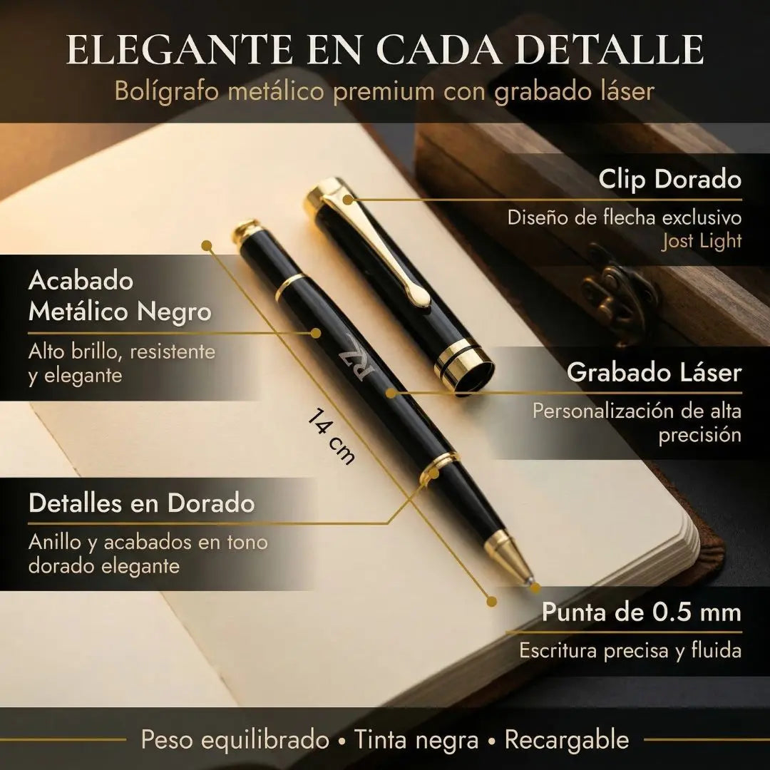 Bolígrafo Premium con Grabado Láser | Estuche de Madera