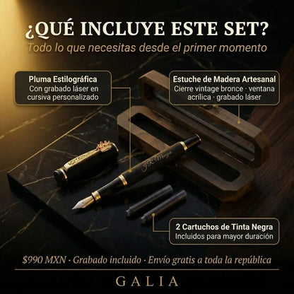 Bolígrafo Estilográfico con Grabado Laser | Estuche de Madera