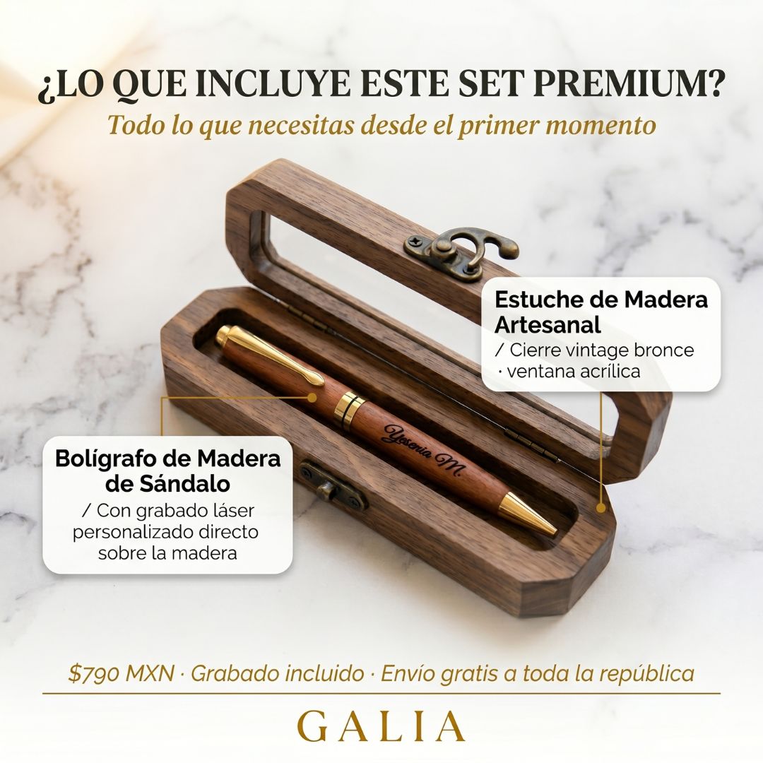 Bolígrafo Premium de Madera con Grabado Laser  | Estuche de Madera