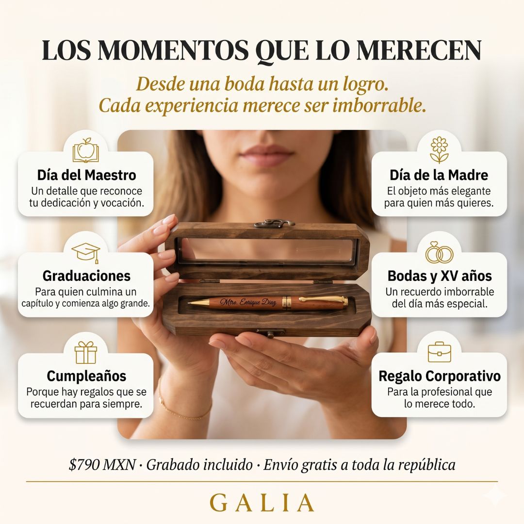 Bolígrafo Premium de Madera con Grabado Laser  | Estuche de Madera
