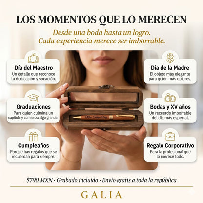 Bolígrafo Premium de Madera con Grabado Laser  | Estuche de Madera
