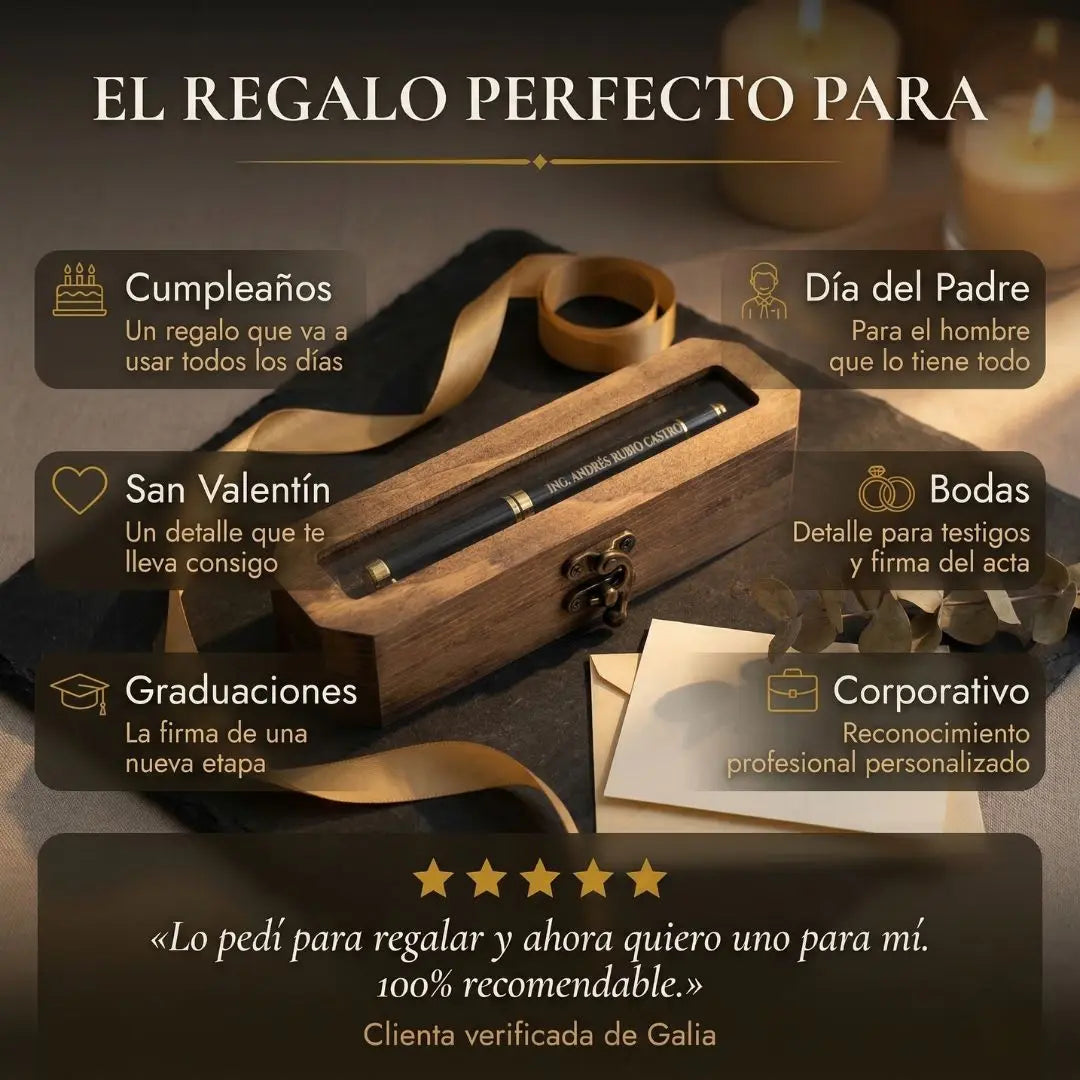 Bolígrafo Premium con Grabado Láser | Estuche de Madera